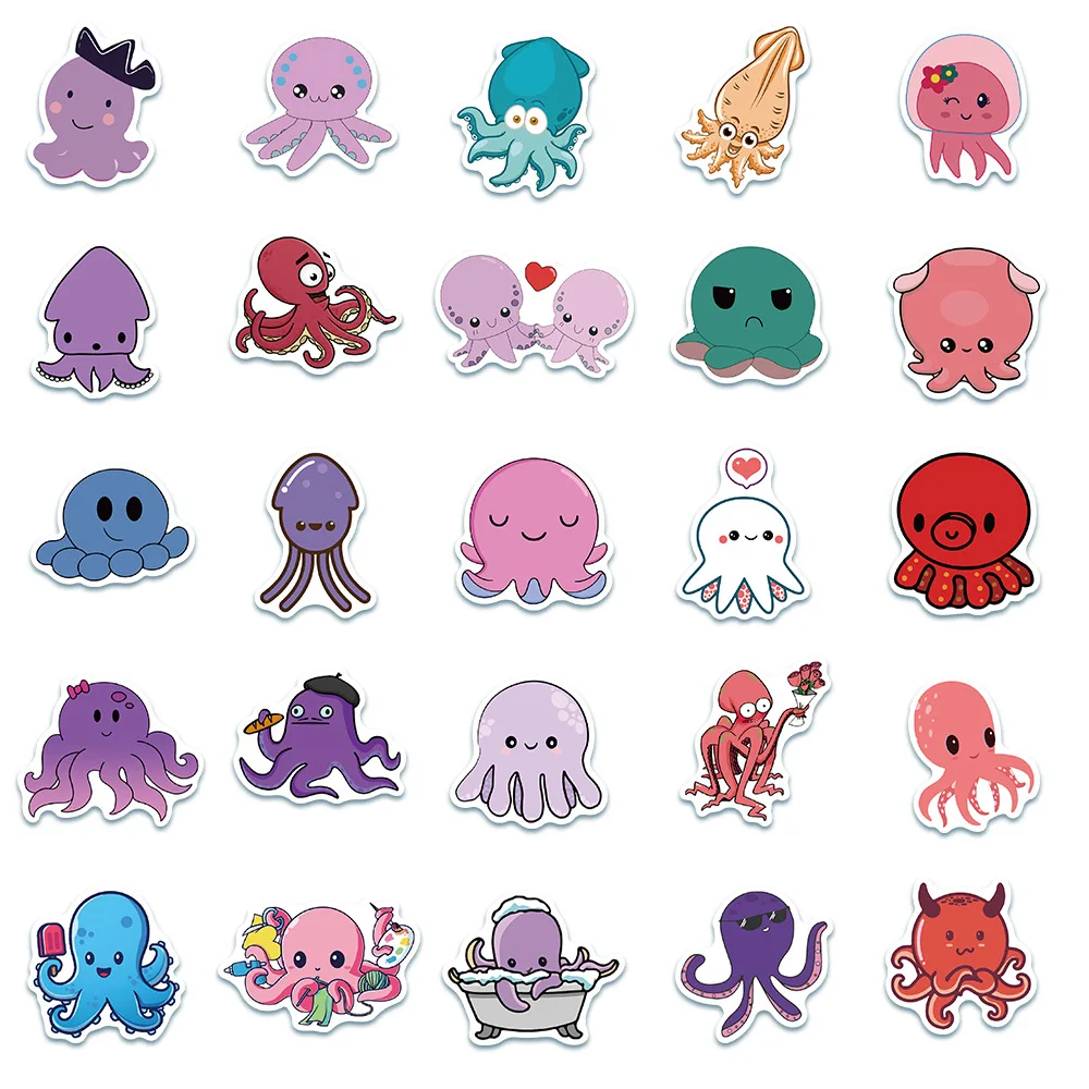 

10/50PCS Octopus Anime Stickers Cute Cool Cartoon Animal Funny Stickers for Kids Toys DIY Scrapbook Toys Decoration Sticker