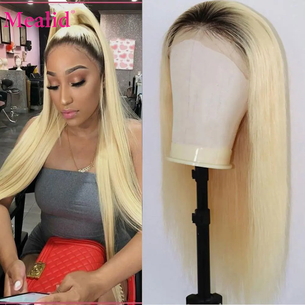 

1B/613 Honey Blonde Lace Front Wig 13x4 Peruvian Straight Ombre Human Hair Wigs 150% Remy Lace Part Wig Pre Plucked