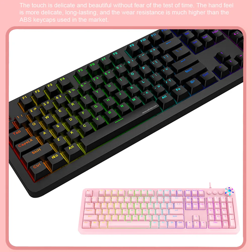 

Gaming Keyboard Plug And Play 104 Keys Blue Switches Home Office RGB Backlight Computer Anti Ghosting For PC Laptop Stylish