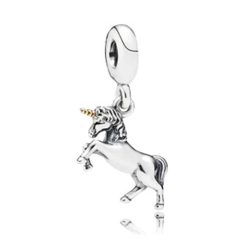 

2020 New 925 Sterling Silver Charm Unicorn Beast Pendant Fit Pandora Women Bracelet & Necklace Diy Jewelry