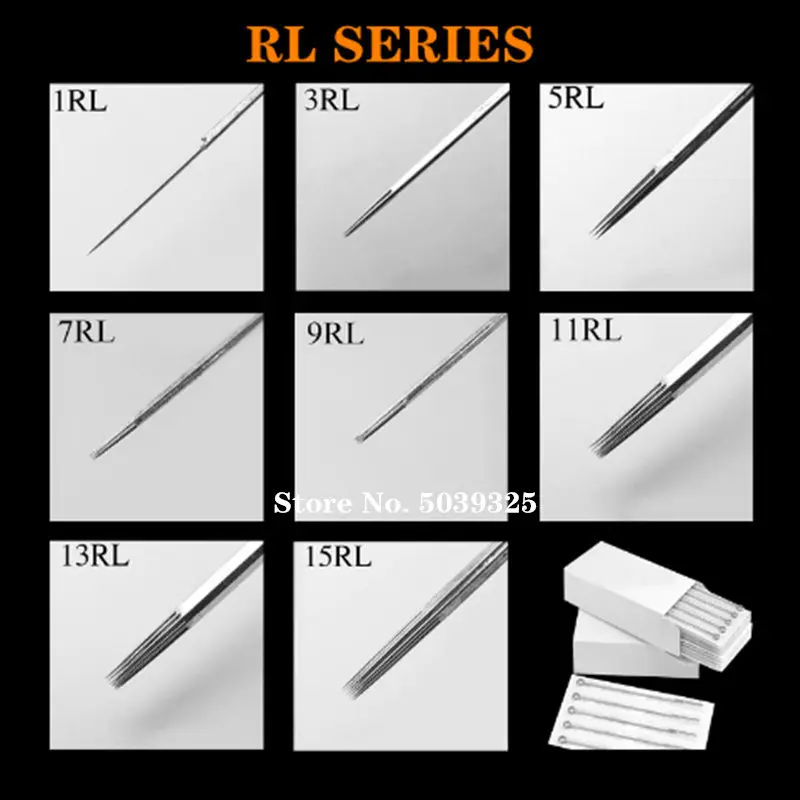 Новый 50 шт. Ассорти стерилизованные иглы татуировки смешанный 10 размеров 3RL 5RL 7RL