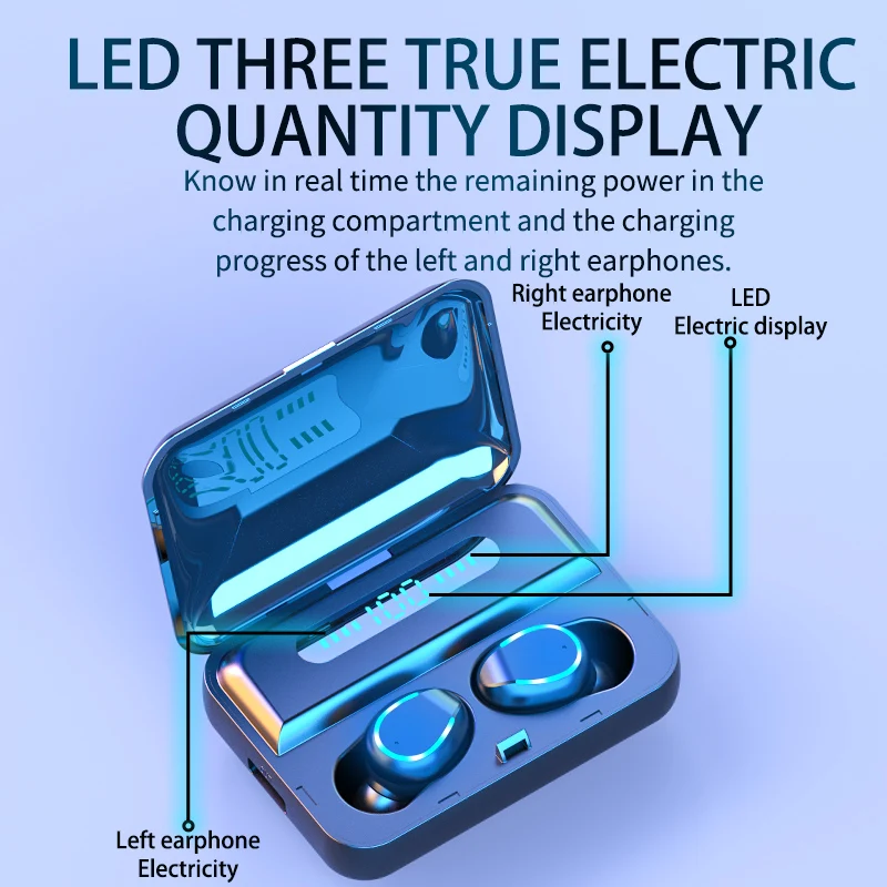 

F9-5 HiFi TWS Bluetooth 5.0 Wireless Headphone Touch Control Earphones Stereo Sport Headset LED Display Gaming Auriculare