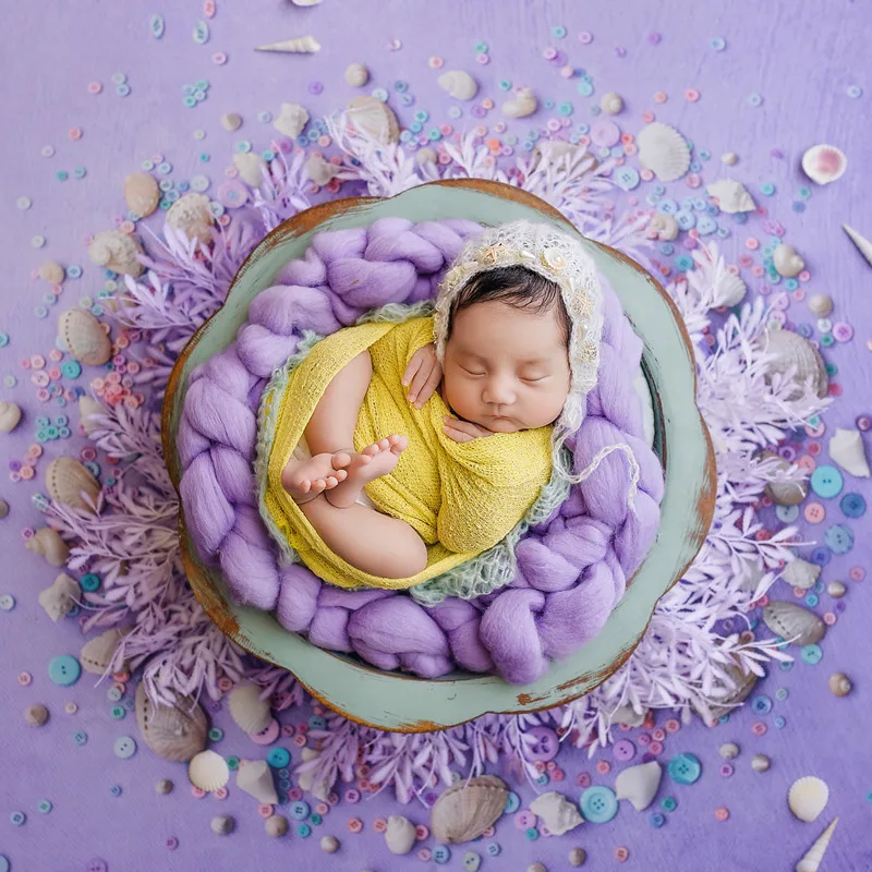 2021 Newborn Photography Props Handmade Wooden Round Tub Shooting Studio Accessori Photo Pots Baby Chair Bed Furniture for Shoot