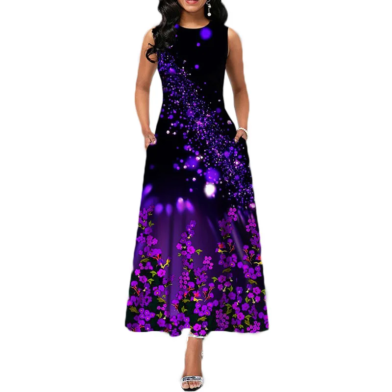 Женское модное платье с принтом и карманами женская летняя повседневная