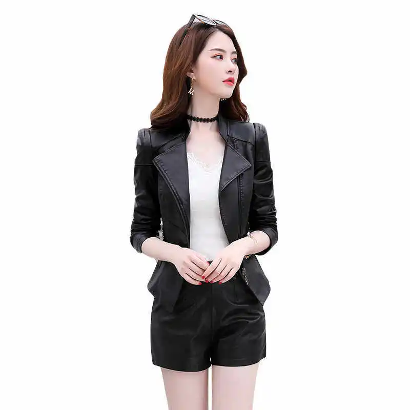 PU plus Size Leather fur Jacket Women New 2020 Woman Leather Clothing Short Slim Spring Autumn Motorcycle Jackets Female Coats