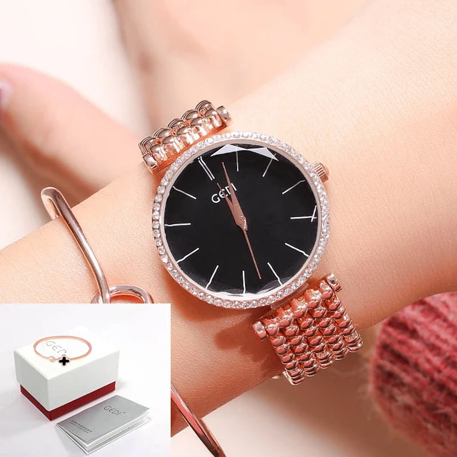 Rosegold black box GEDI женские часы модные наручные часы для женщин роскошные женские часы женский браслет Reloj Mujer Часы Relogio Feminino - Цвет: Rosegold black box
