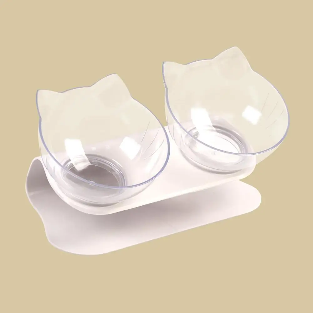 

Миски для кошек, прозрачные двойные миски, съемная косая миска для домашних животных, нескользящая миска для еды с защитой шеи, прозрачная миска для кошек