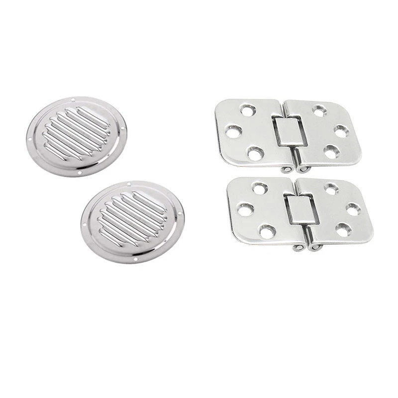 

2Pcs Marine Level Hinge Grade Stainless Steel Mirror Polished With 2Pcs Stainless Steel 316 Round Vents, Shutter Vents