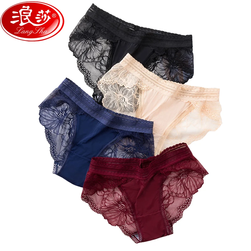 LANGSHA 4 шт./лот сексуальные кружевные трусики бесшовное женское нижнее белье
