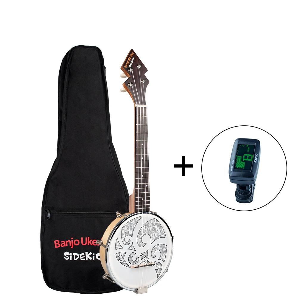 BanjoUke SideKick тенор банджо укулеле Banjolele W/Gig Bag + тюнер ремень BANJOUKE Татуировка шаблон 26