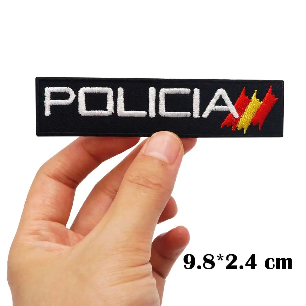 

spain police crown FLAG PATCH iron on backing funny punk rock embroidered biker motorcycle patches for vest