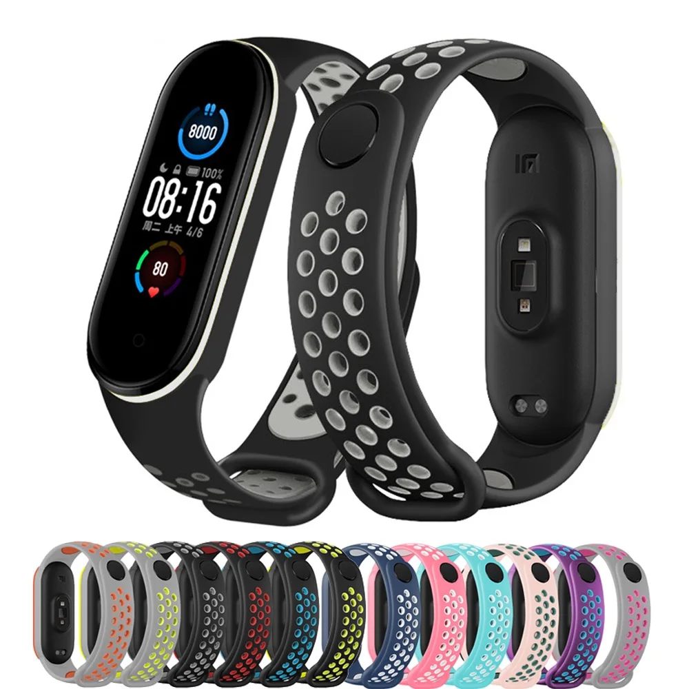 

Silicone strap for Xiaomi Mi band 6 5 4 3 Sports breathable Mi band 6 bracelet wristband for Mi band 5 strap Mi band 4 3 Correa