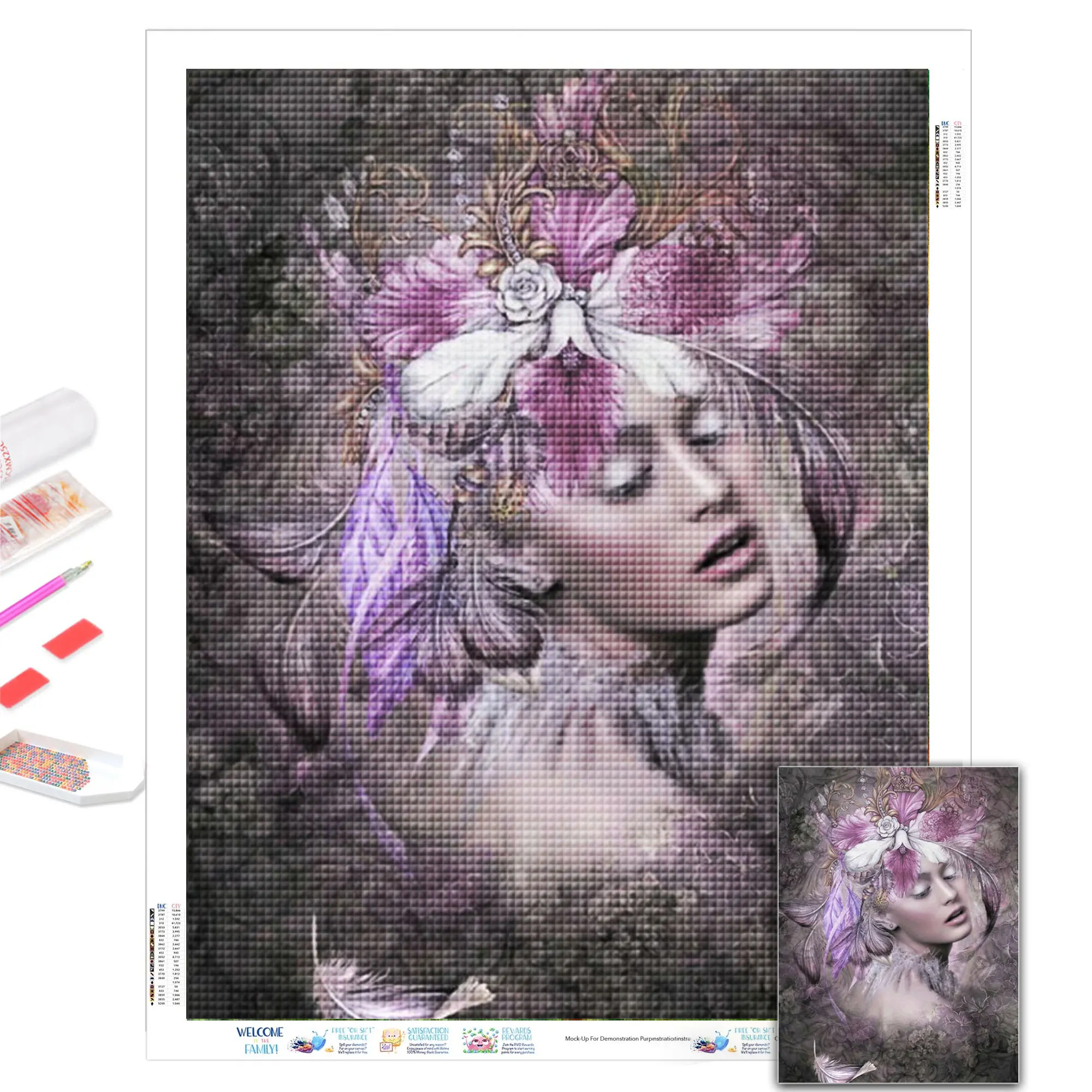 

Diamond Embroidery 5D Woman Flower Diy Diamond Painting Portrait Mosaic Cross Stitch Rhinestone Picture Room Decor