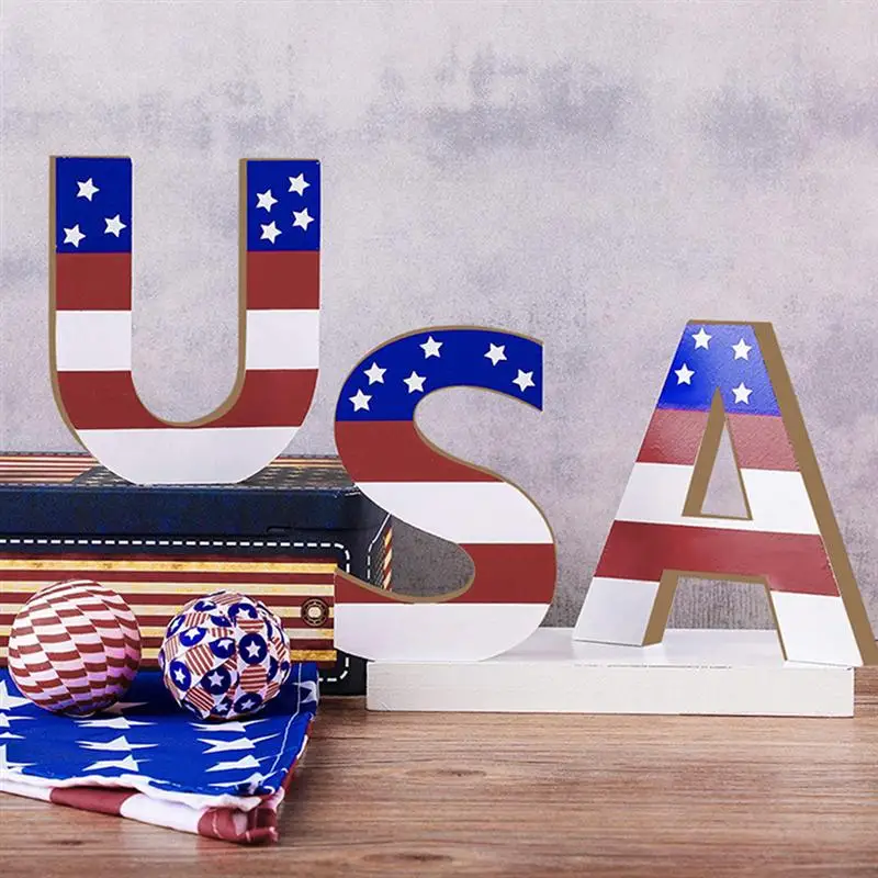 

3Pcs Wooden Independence Day Decoration USA Ornaments (Assorted Color)