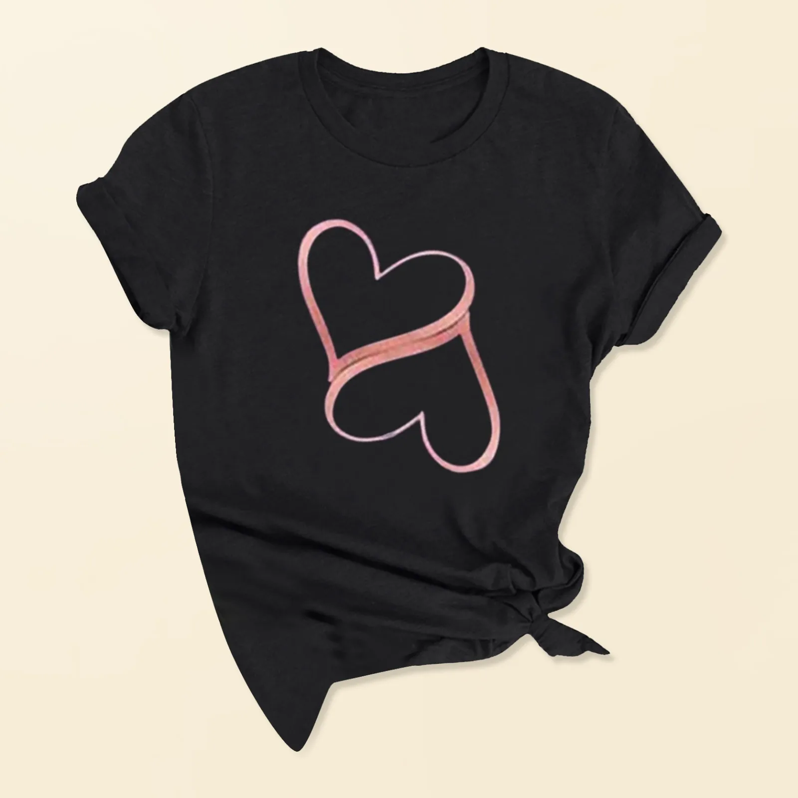 

Valentine's Day Lovers Love Harajuku Men's Printed Short Sleeve Couple Round Neck Shirt Casual Vintage Hearts Women T-shirts