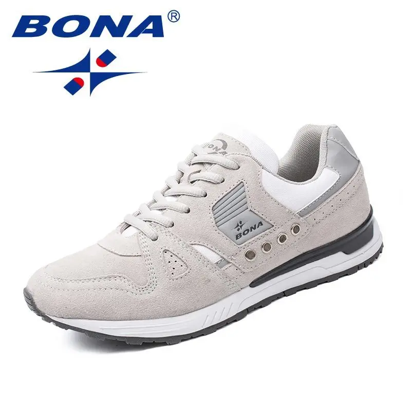 LIGHTGREY BONA/Новинка; классические мужские кроссовки в стиле ретро; Замшевые мужские спортивные кроссовки; мужские кроссовки для бега; уличные кроссовки; оригинальные кроссовки - Цвет: LIGHTGREY