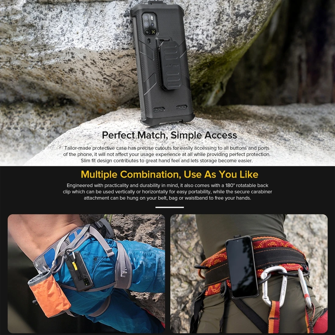 Для Ulefone Armor 12 5G чехол для телефона Многофункциональный ТПУ PC защитный с задней