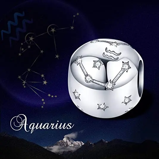 Подлинные Подвески 925 пробы Серебряные 12 созвездий зодиака круглые бусины