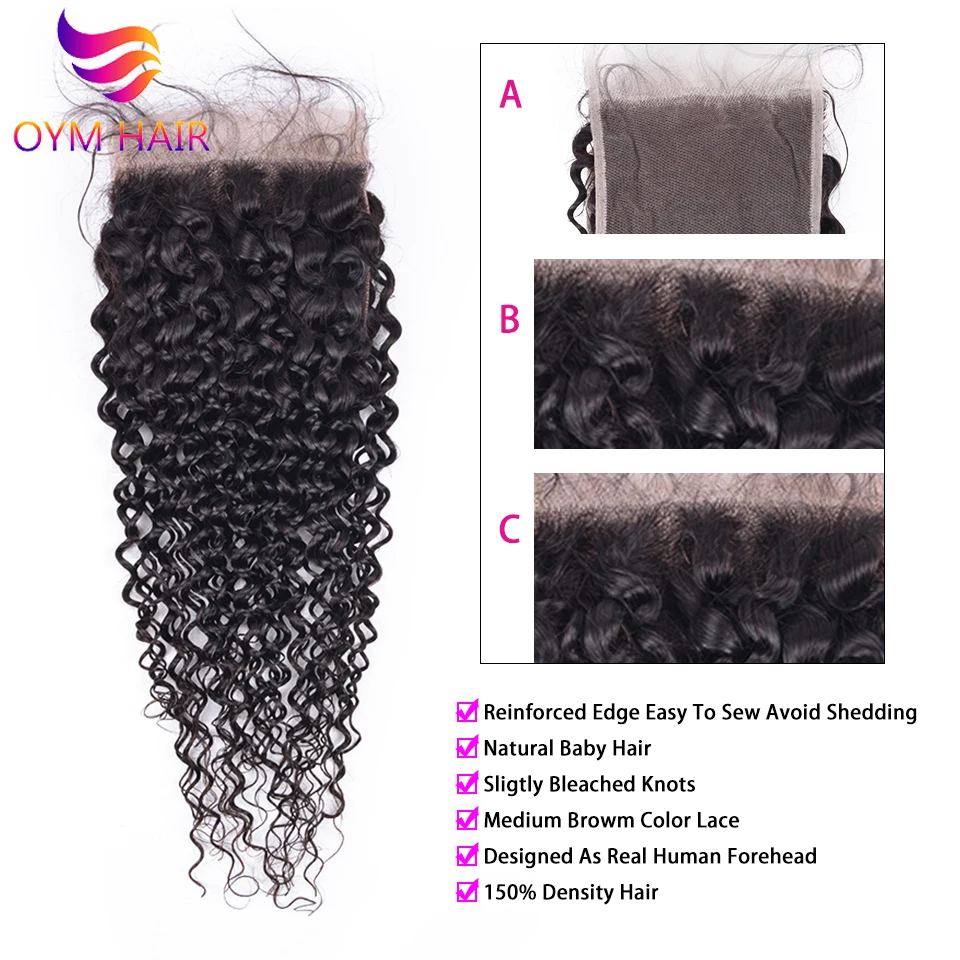 OYM волосы перуанские кудрявые вьющиеся плетение 3 4 пряди с закрытием