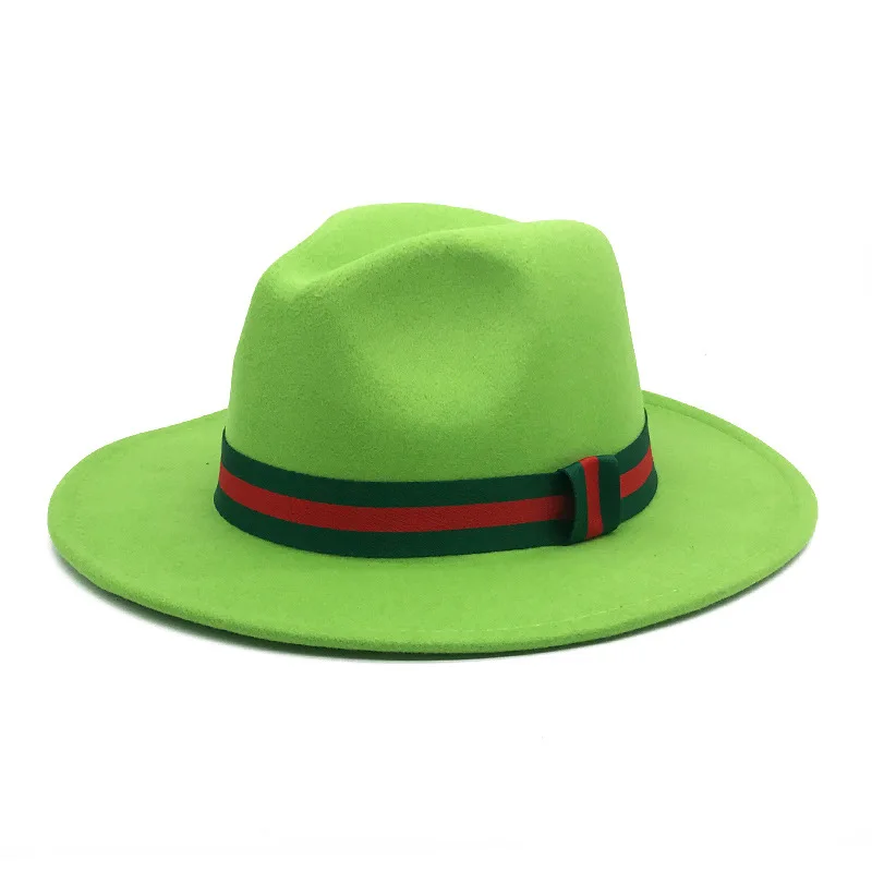 

Men's And Women's Two-tone Ribbons Retro British Elegant And Charming Jazz Wide Brim Classic Felt Hats Winter Ladies Felt Fedora