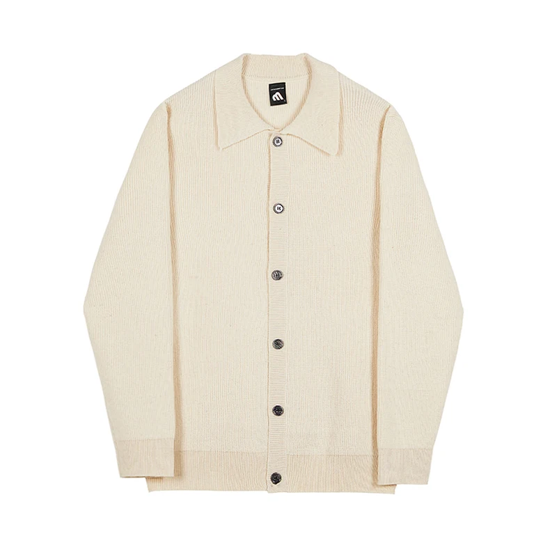 Korean Style Simple Knitted Men's Shirt Fashion Lapel Single Breasted Cardigan Coat Men Autumn Loose Casual Long Sleeve Top Men