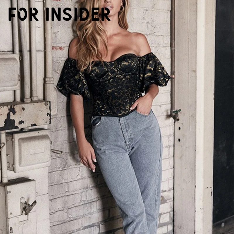 Черный Кружевной укороченный топ с открытой спиной и открытыми плечами Женский