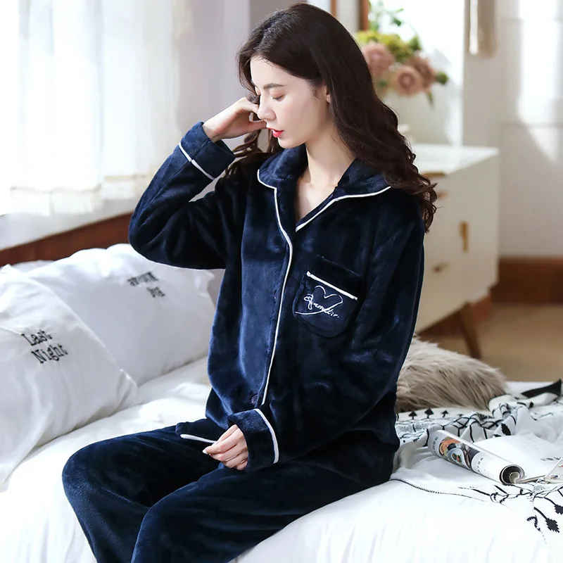 

Новинка 2021, осенне-зимняя Фланелевая пижама, женский осенне-зимний флисовый костюм из плотного кораллового флиса, бархатный костюм, домашни...