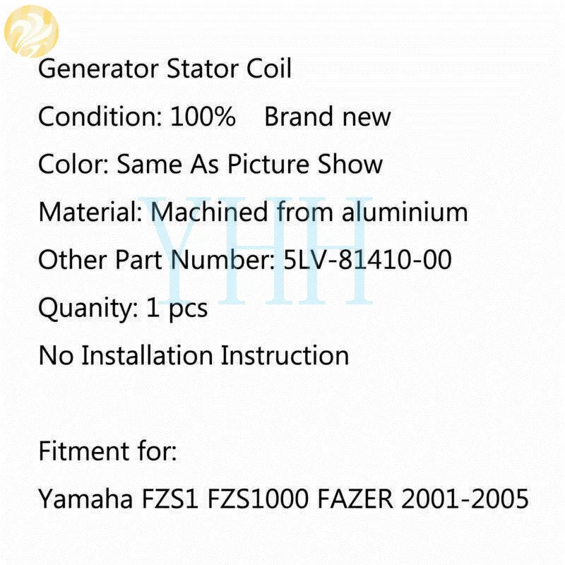 Катушка статора генератора Motorc из алюминия 5LV-81410-00 подходит для Yamaha FZS1 FZS1000 FAZER