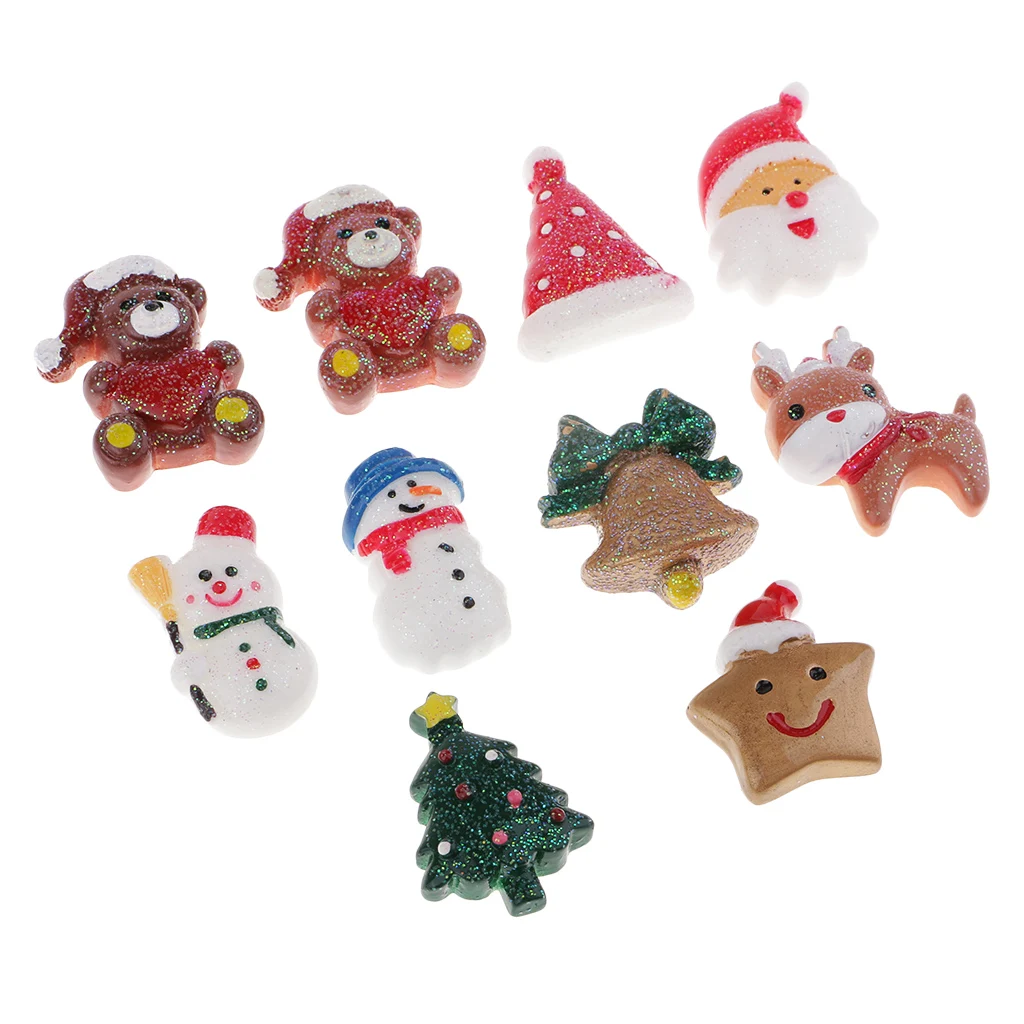 10 шт. в ассортименте рождественские украшения из смолы с плоской задней стороной