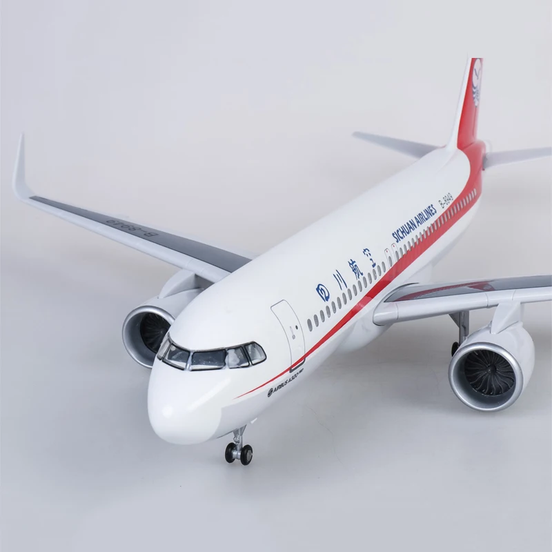 1/80 масштаб 47 см самолет Сычуань авиакомпания Airbus A320 neo модель светодиодный свет и колесо шасси литье под давлением модель самолёта из смолы игрушка