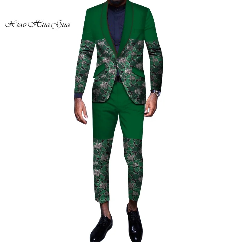 Комплект из 2 предметов блейзер и штаны мужская одежда с вышивкой в африканском