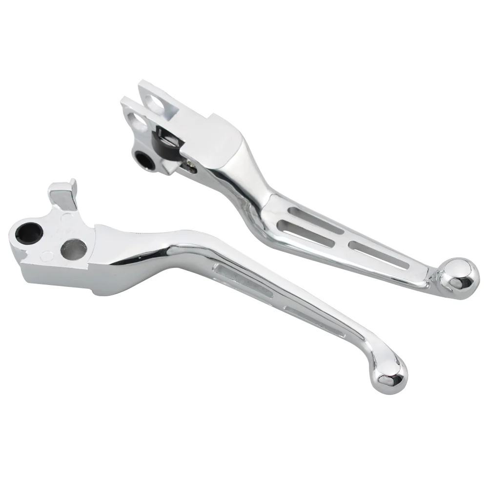Universal Motorcycle Chrome Slotted Clutch Brake Levers For Harley Sportster XL 883 1200 Softail FXDB Street Bob Dyna Glide |
