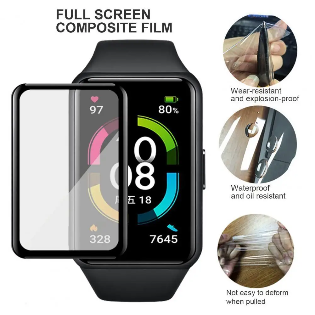 

2pcs 3D Protective Film for Honor Smart Bracelet 6 Curved Surface Bending Composite Full Edge HD Glass Bracelet Screen Film