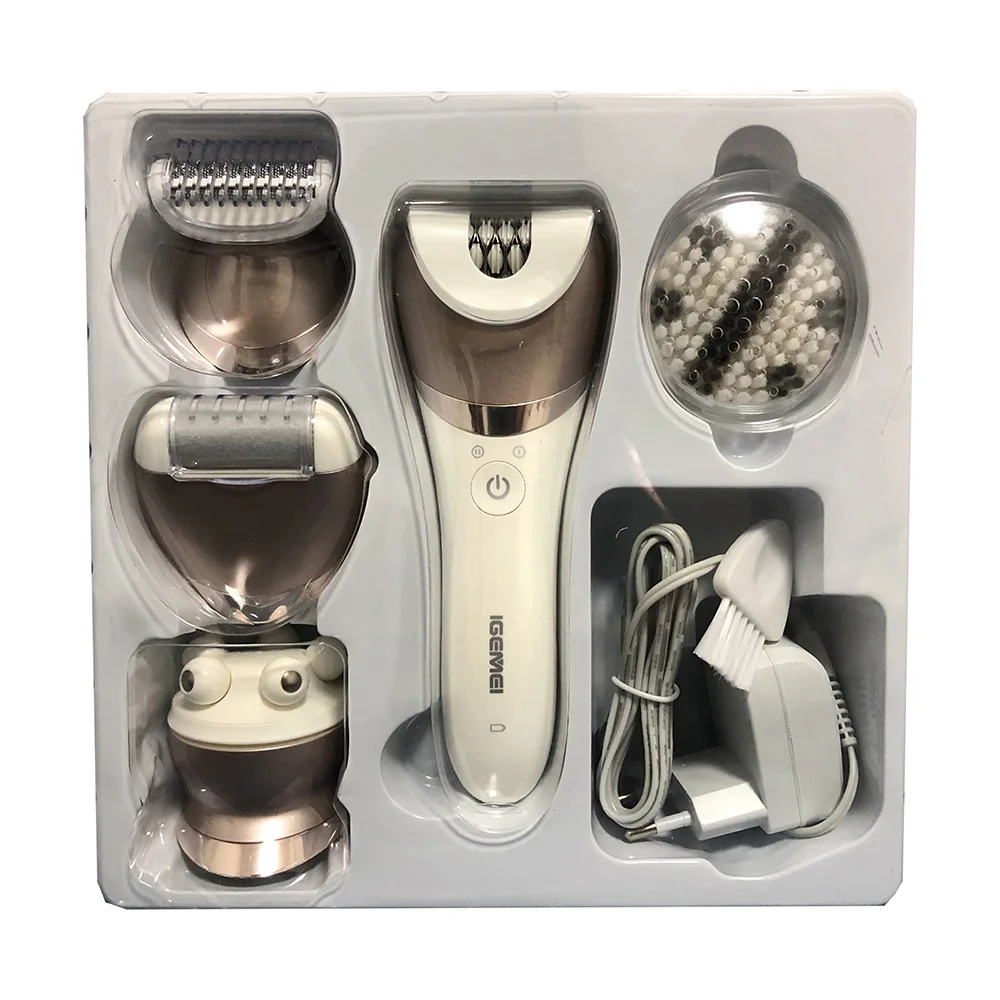 5 in1 Wet Dry Women Shaver Female Epilator Shaving Machine Lady Hair Removal Trimmer for Face bikini body leg underarms | Бытовая