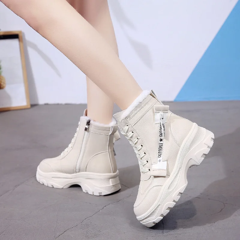 Зимняя обувь из искусственной кожи женские ботинки 2019 теплая Вельветовая зимние