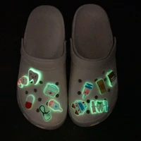 1 pcs new cartoon medical equipment fluorescent croc charms luminous shoe buckle soft pvc jbtz for croc decoration accessories
