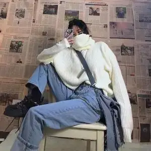 1 Женский корейский Harajuku одежда для женщин свободный сплошной студенческий свитер уличная Женская свитера Kawaii Ulzzang пуловер Джемпер - Цвет: 1