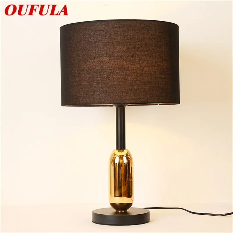 

OUFULA Table Lights Contemporary Simple Design LED Fabric Desk Lamps Decorative For Home