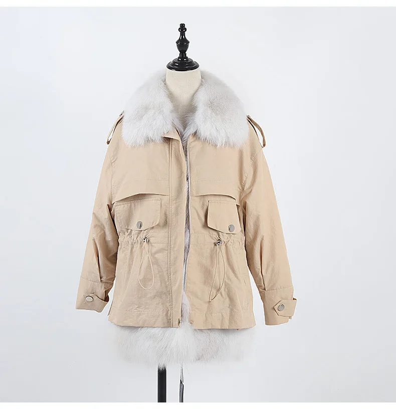 

Женские парки, зимняя короткая куртка с натуральным кроличьим мехом 2020, новые женские 100% натуральный мех лисы пальто с воротником