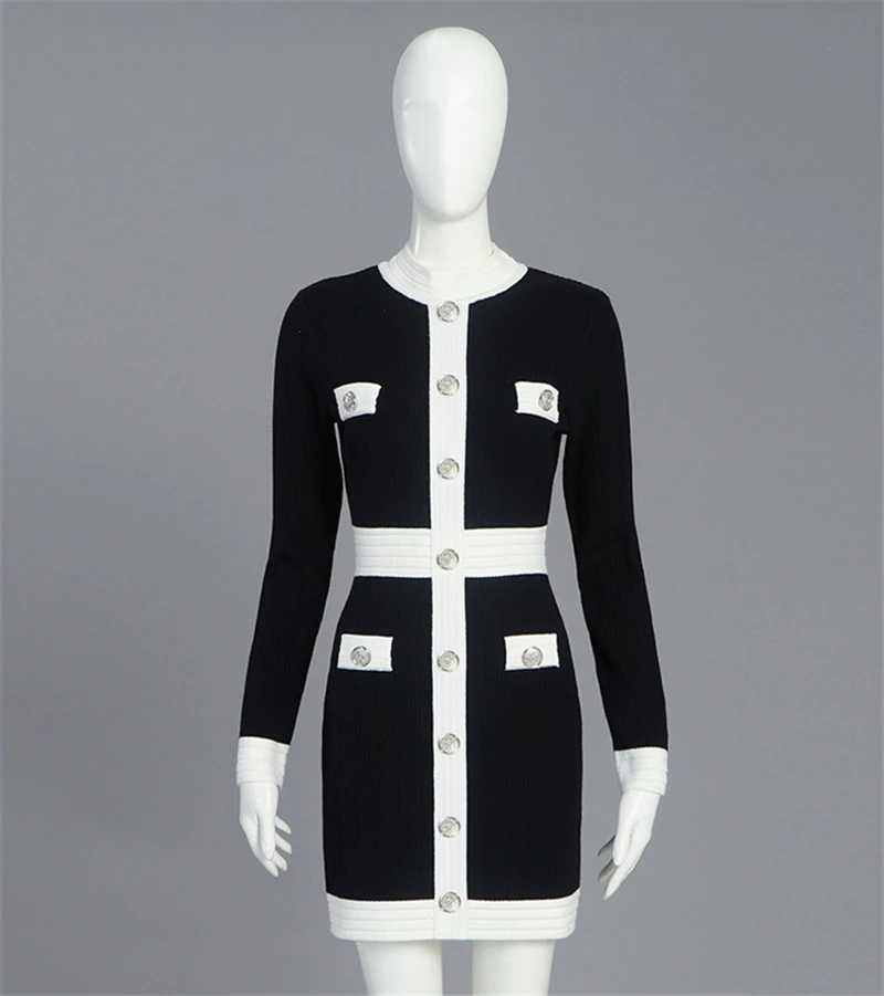 Женское трикотажное платье-трапеция дизайнерское Элегантное однобортное платье