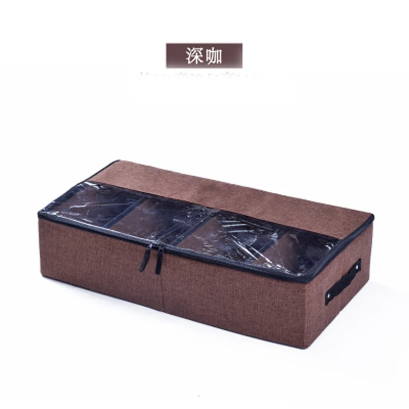 

Folding canvas split shoe box storage bag thickened fabric transparent home shoe dustproof under the bed organizer