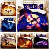 3d dragon pattern digital printing 23pc quilt cover pillowcase double bed set sheet cover bedroom quilt textiles bedding set