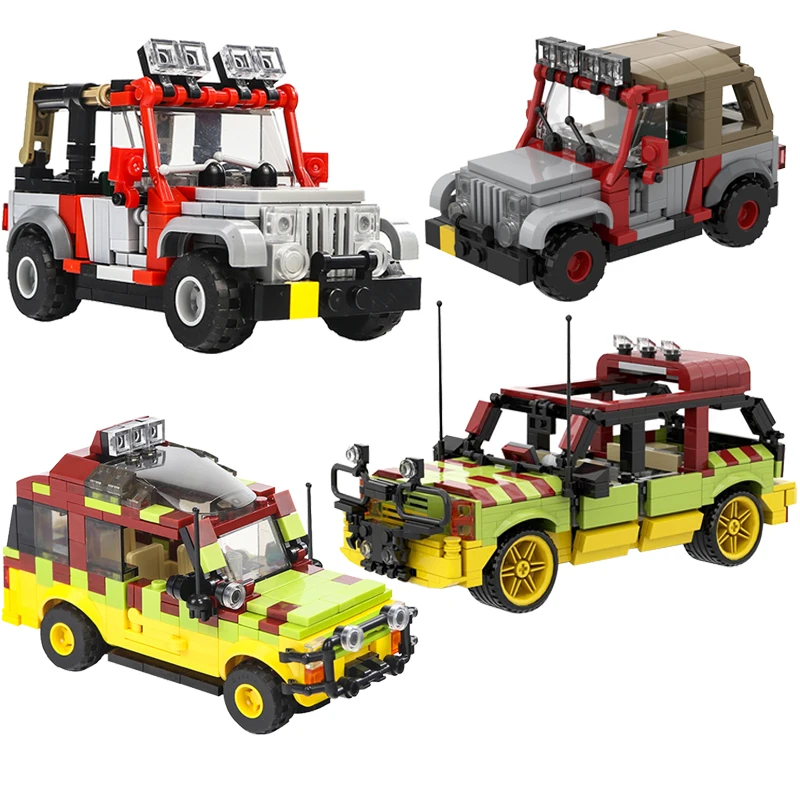 High-tech Jurassic Park Tour Vehicle MOC-25912 Off-Road Car MOC-48461 Staff Jeep Diy Building Blocks Bricks Toys For Kids Gifts