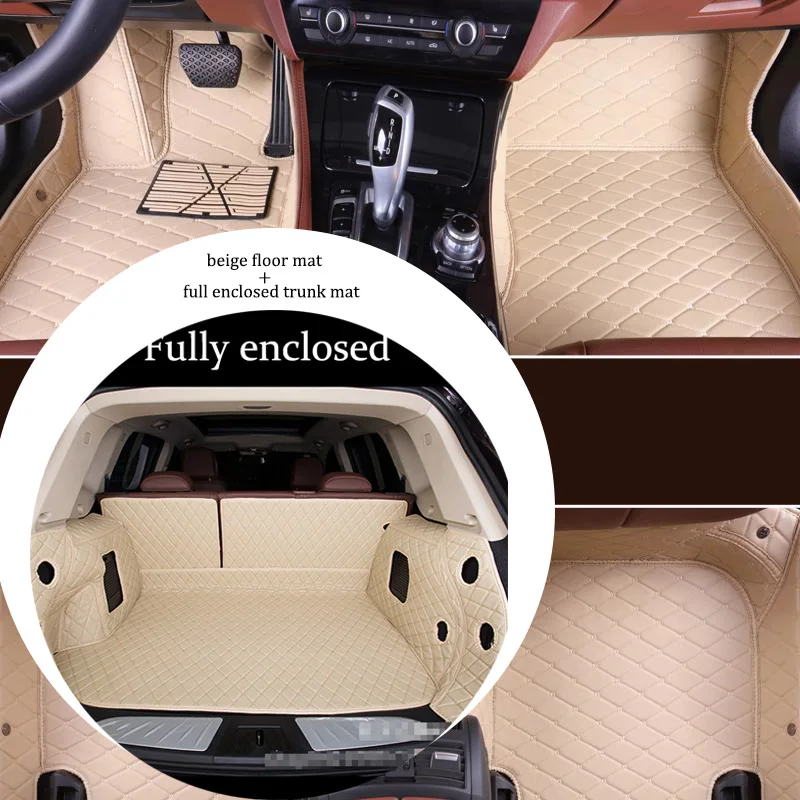 Прочный кожаный автомобильный коврик для Nissan Armada Altima Juke Fuga Frontier Leaf Bluebird Rogue Versa GTR Sunny 350Z 307Z X-Trail - Название цвета: beige full