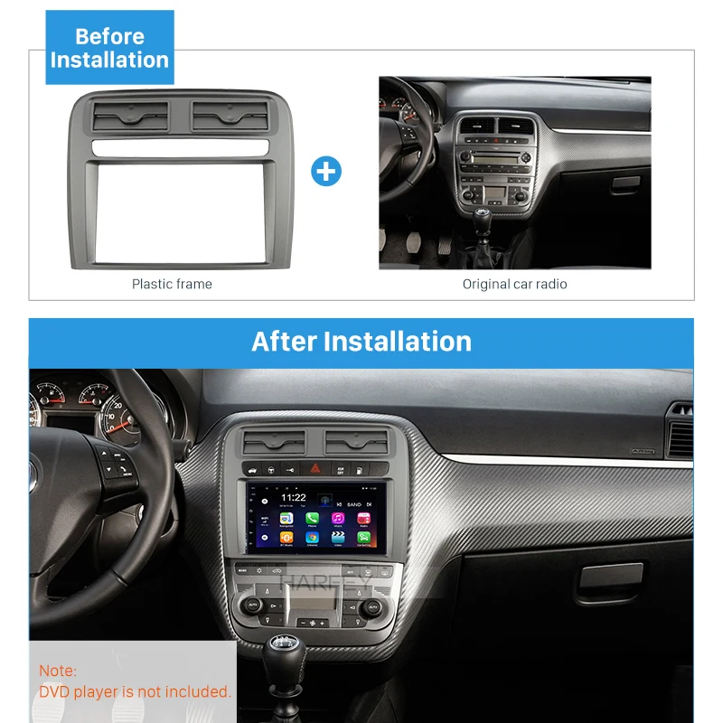 Harfey 2DIN Автомобильная магнитола рамка отделка комплект крышка для FIAT GRAND PUNTO 2005-2009