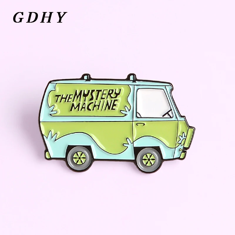 Металлическая брошь GDHY Green Bus THE MYSTERY MACHINE эмалированная значок с автобусом Scooby на