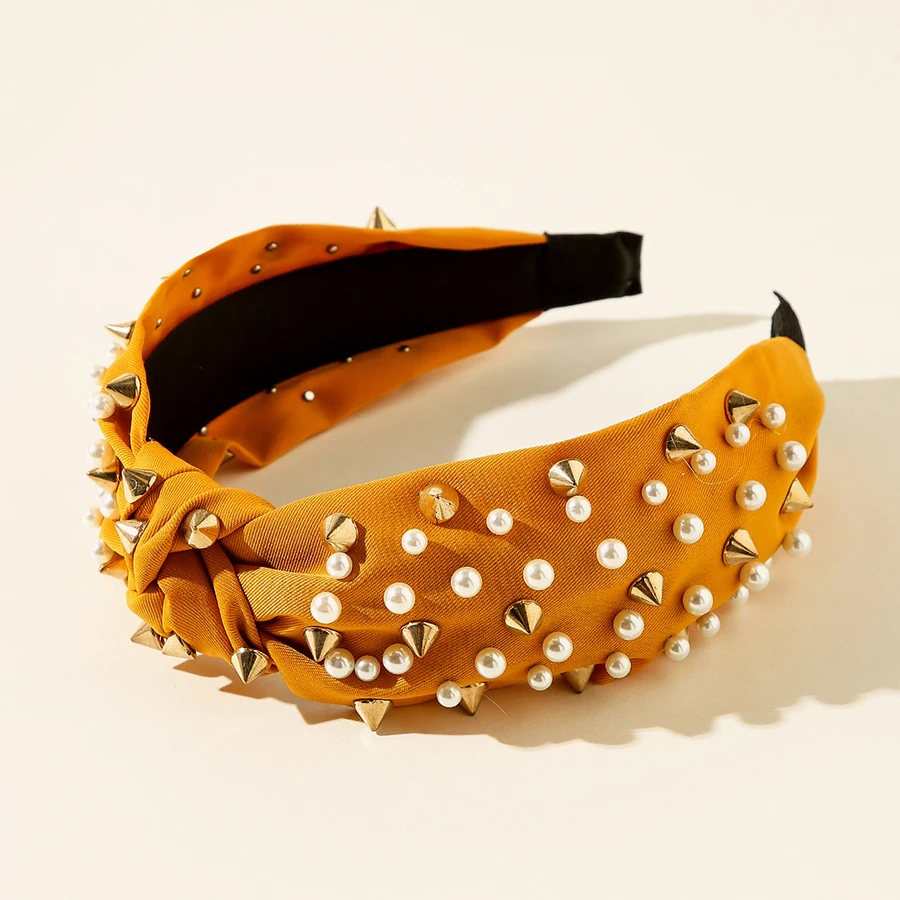 

1 Pcs New Elegant Crystal Pearls Hairbands Lady Center Knotted Head Hoop Ornament Headwear 2021 Fashion Hair Accessories