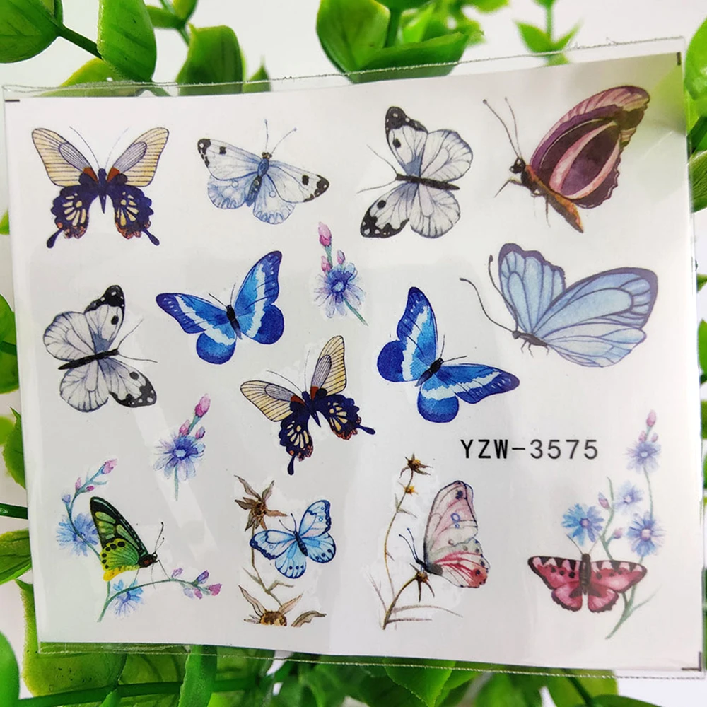 

Beautiful Butterfly Flowers Nail Water Decals Manicure Designer Sliders Butterflies Decals Stickers for Nails Art Decorations