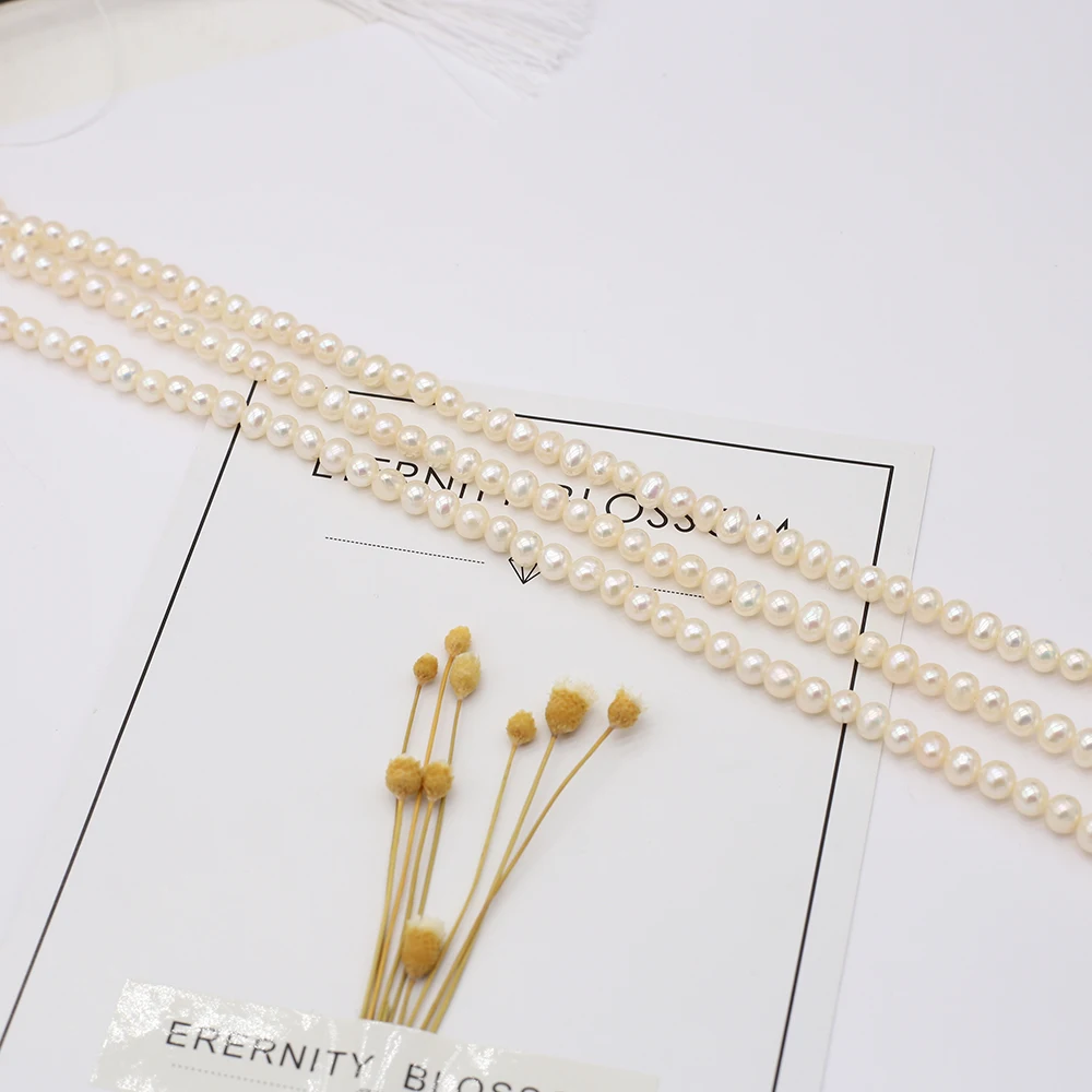 

Top Natural Freshwater Pearl Beads White Nearly Round Loose Pearls For DIY Charm Bracelet Necklace Jewelry Accessories Making