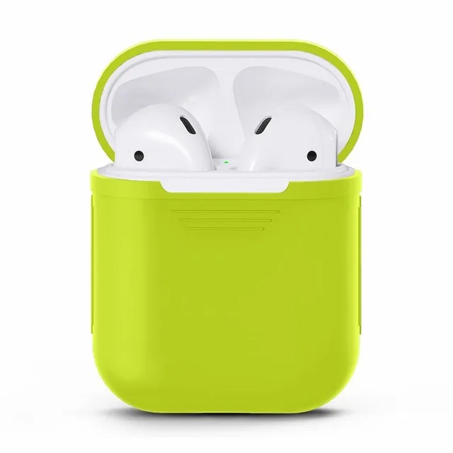 Мягкий силиконовый чехол, наушники для Apple Airpods, Bluetooth, беспроводные наушники, коробка для телефона Air Pods, вкладыши наушников, сумка - Цвет: Зеленый